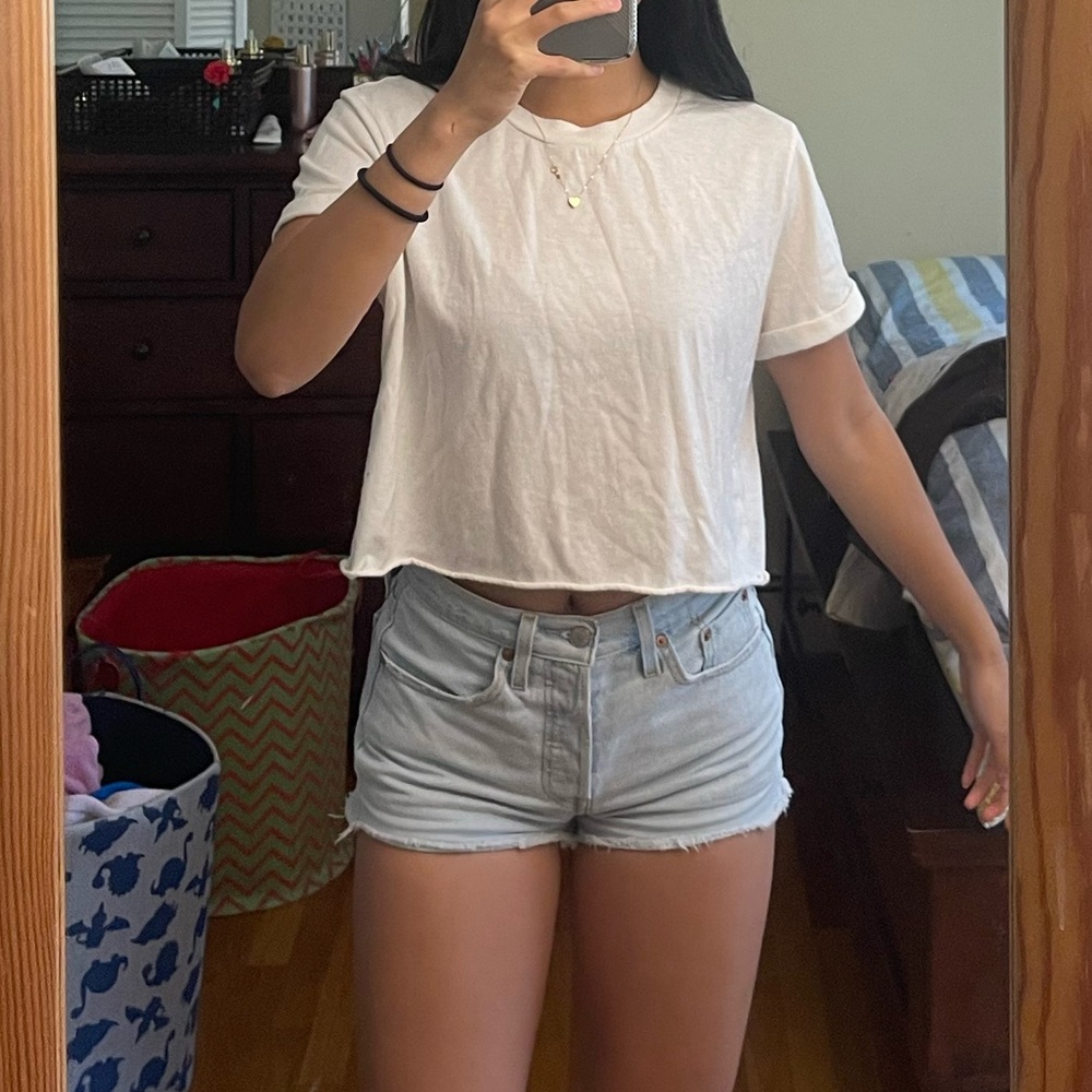 basic plain crop t shirt